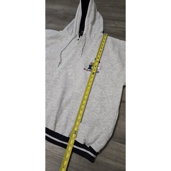 Vintage Disney Store Donald Duck Gray Quarter Button Hoodie Large/XL - Picture 11 of 13